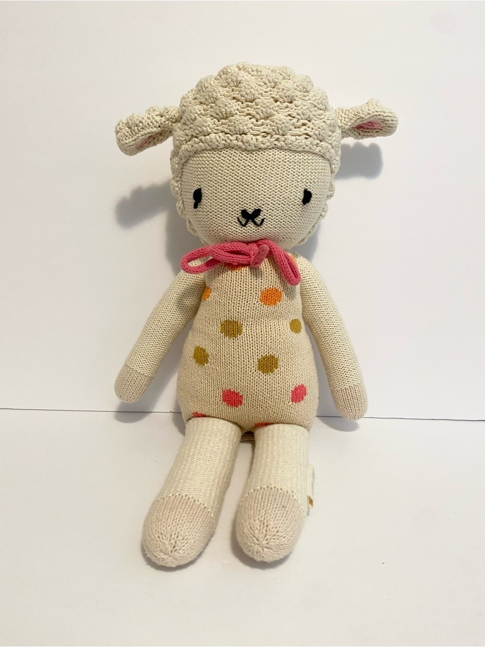 Cuddle and Kind Little Lucy Lamb 14" Handmade Knit Cotton Plush Doll Lovey Peru